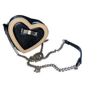 Victoria's Secret black pink gold heart shaped crossbody purse small bag